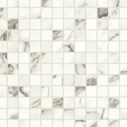 Ro'Ma Carrelage Mosaïque effet Marbre Blanc Calacatta Majestic 2,3x2,3 cm Quadra 30x30x0,9 cm Brillant Faventa - Sol et mur intérieur (vendu par c- Mosaïque Pour Pièce À Vivre|Mosaïque Pour Wc