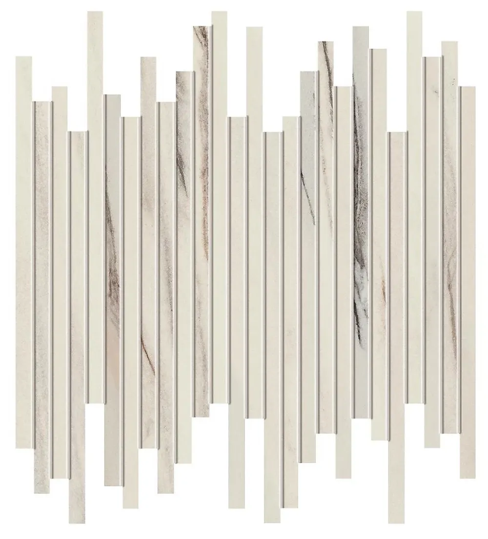 Ro'Ma Carrelage Mosaïque Pour Pièce À Vivre|Mosaïque Pour Wc<Mosaïque effet Marbre Blanc Aurora Riga 30,5x26x0,6 cm Brillant Magnaro - Mur intérieur (vendu par carton de 0,47 m²) - RO'MA CARR