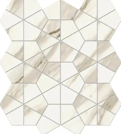 Ro'Ma Carrelage Mosaïque effet Marbre Blanc Calacatta Sublime Hexa 46,6x40,3x0,9 cm Brillant Orsiano - Mur intérieur (vendu par carton de 0,75 m²)- Mosaïque Pour Pièce À Vivre