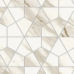 Ro'Ma Carrelage Mosaïque effet Marbre Blanc Calacatta Sublime Hexa 46,6x40,3x0,9 cm Brillant Orsiano - Mur intérieur (vendu par carton de 0,75 m²)- Mosaïque Pour Pièce À Vivre