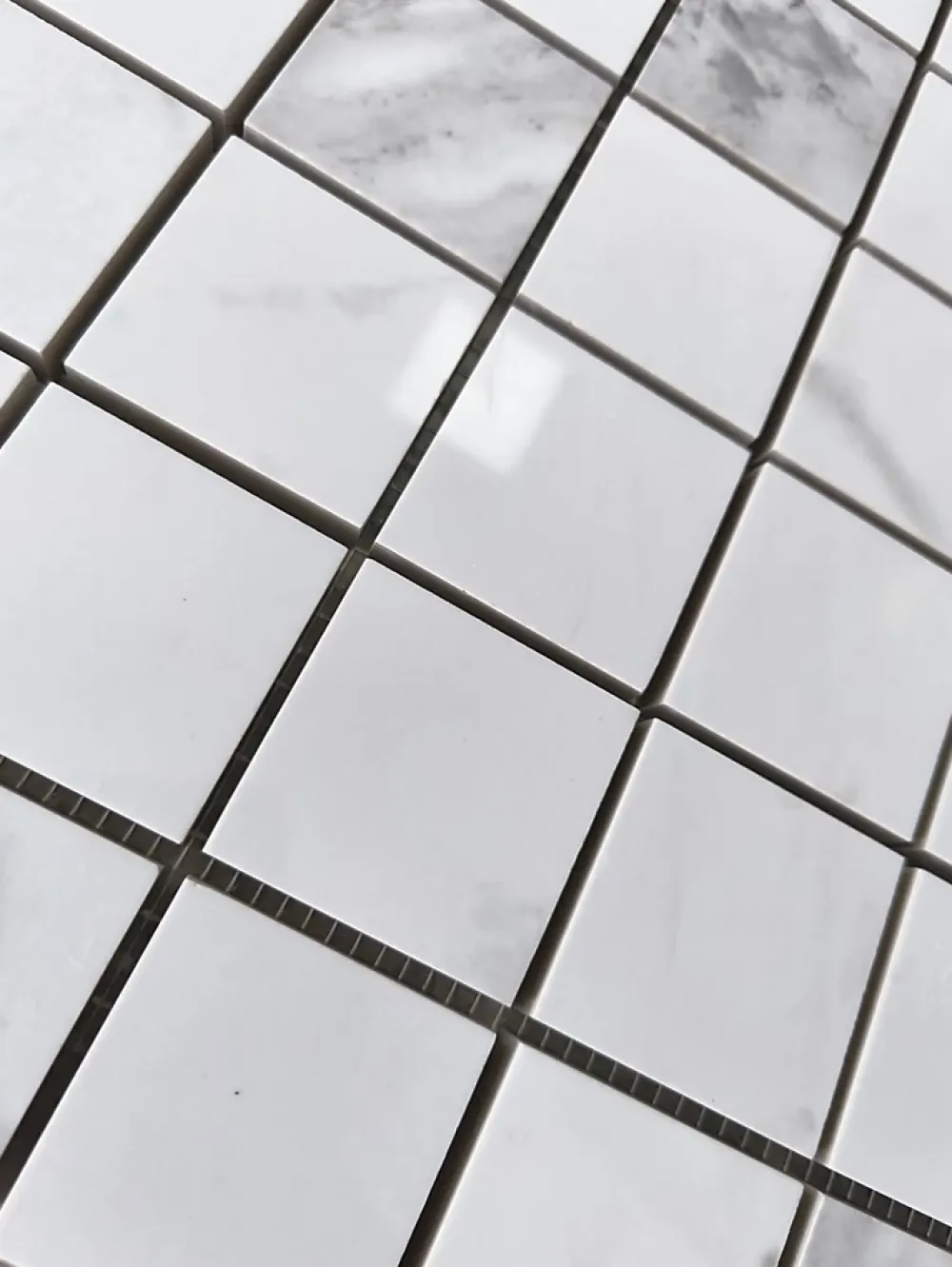 Prissmacer Mosaïque Pour Wc|Mosaïque Pour Salle De Bains<Mosaïque effet marbre Carrara White 5x5 - plaque de 30x30 cm - 1cm épaisseur