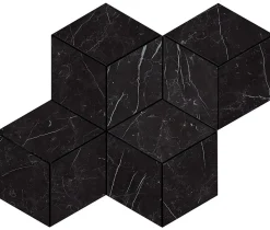 Ro'Ma Carrelage Mosaïque Pour Pièce À Vivre<Mosaïque effet Marbre Noir Marquina Hexa Cube 35x30x0,95 cm Brillant Marvillo - Mur intérieur (vendu par carton de 0,42 m²) - RO'M