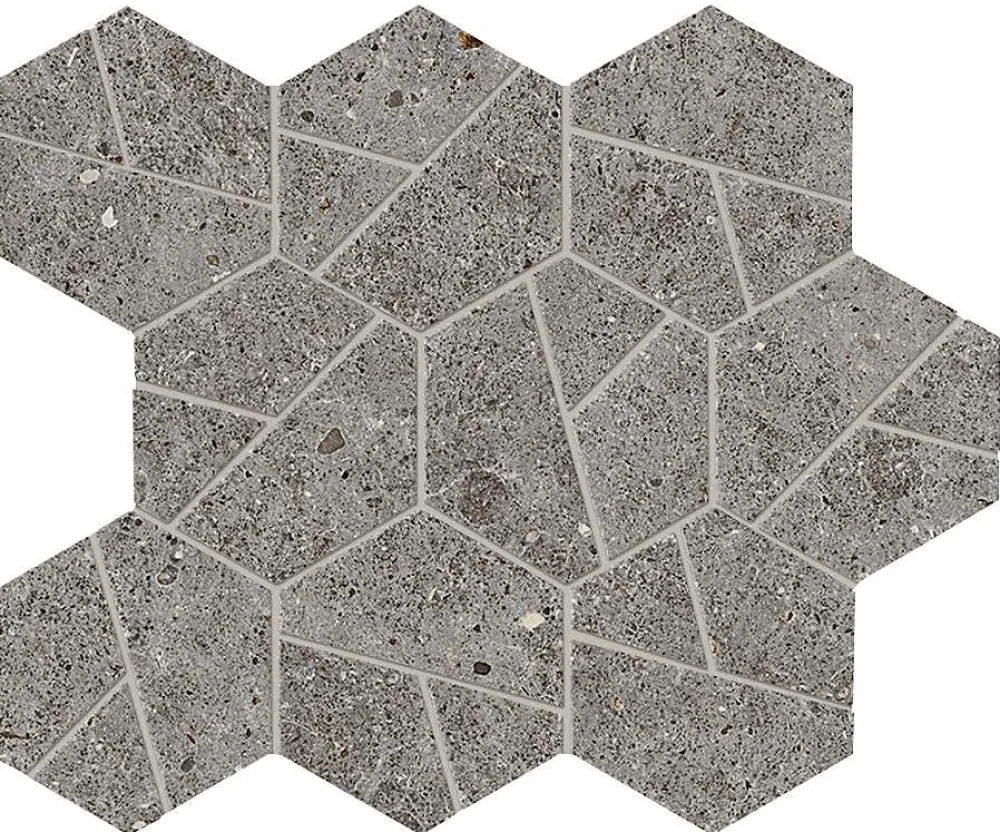 Ro'Ma Carrelage Mosaïque effet Pierre Calcaire Gris Fumé Hexa 28,5x25x0,9 cm Mat Domella - Sol et mur intérieur (vendu par carton de 0,428 m²) - R- Mosaïque Pour Pièce À Vivre|Mosaïque Pour Wc