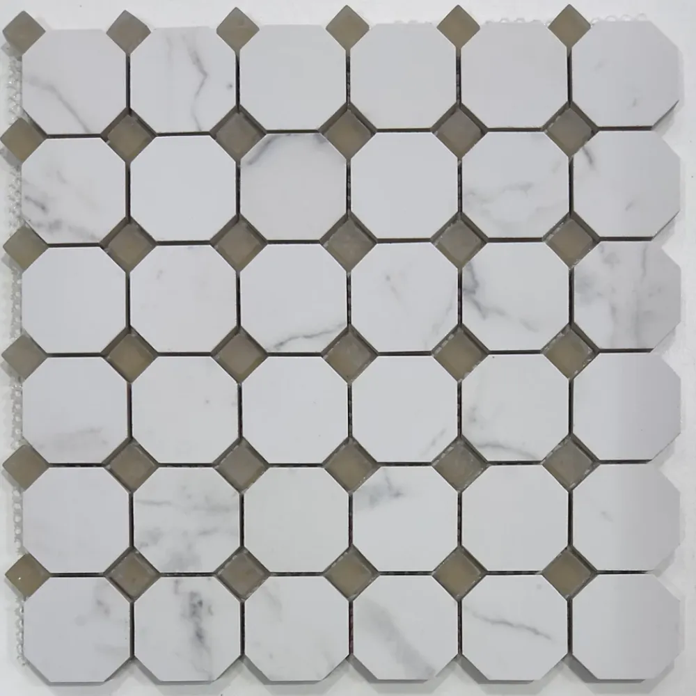 Albedo Pierre Mosaïque Pour Salle De Bains<Mosaïque en Céramique en Verre Mat - Octogone