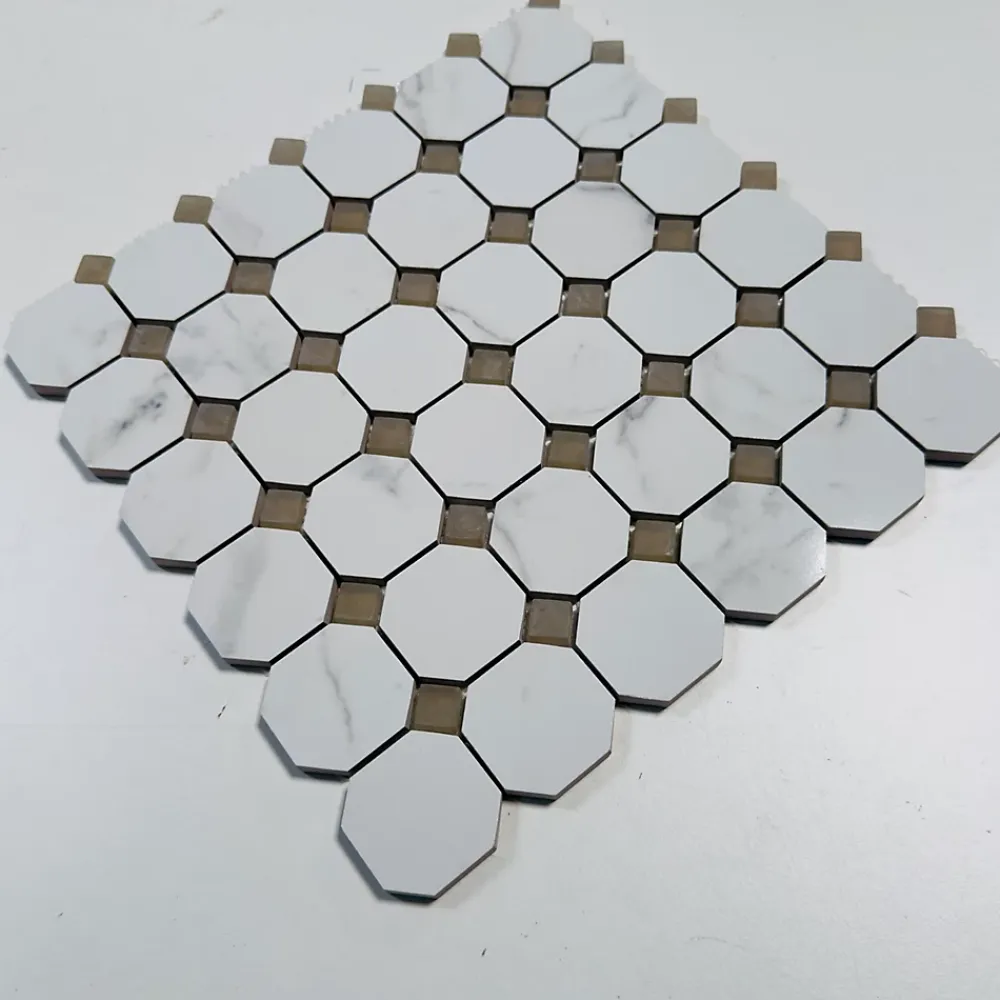 Albedo Pierre Mosaïque Pour Salle De Bains<Mosaïque en Céramique en Verre Mat - Octogone