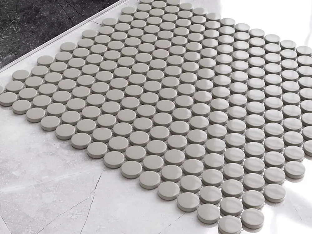 Ilcom Mosaïque en céramique sur filet pour salle de bain ou cuisine 29.3cm x 31.7cm - Grey bubbles- Mosaïque Pour Pièce À Vivre|Mosaïque Pour Wc
