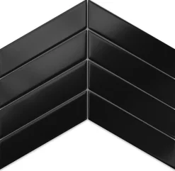 Ilcom Mosaïque en céramique sur filet pour salle de bain ou cuisine 31.6cm x 21.5cm - Giant Black Chevron- Mosaïque Pour Pièce À Vivre|Mosaïque Pour Salle De Bains
