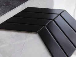 Ilcom Mosaïque en céramique sur filet pour salle de bain ou cuisine 31.6cm x 21.5cm - Giant Black Chevron- Mosaïque Pour Pièce À Vivre|Mosaïque Pour Salle De Bains
