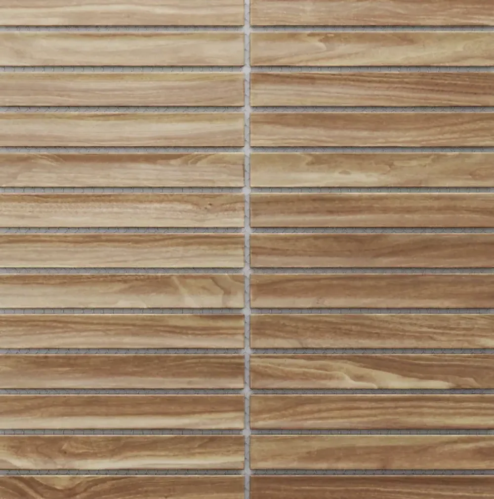 Ilcom Mosaïque en céramique sur filet pour salle de bain ou cuisine 29.6cm x 30.0cm - Dark wood piano- Mosaïque Pour Douche
