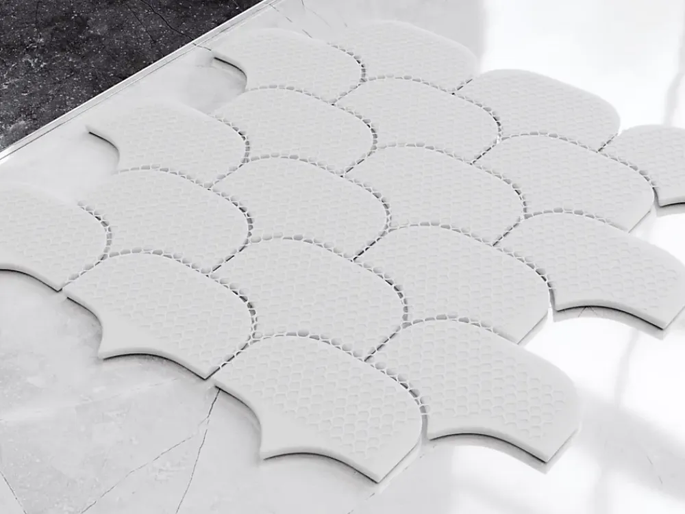 Ilcom Mosaïque Pour Douche|Mosaïque<Mosaïque en céramique sur filet pour salle de bain ou cuisine 30.0 cm x 26.5 cm - White plum