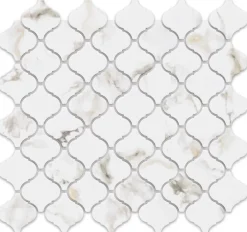 Ilcom Mosaïque en céramique sur maille pour salle de bain ou cuisine 28.2 cm x 30 cm - Marble Arabesque- Mosaïque Pour Douche