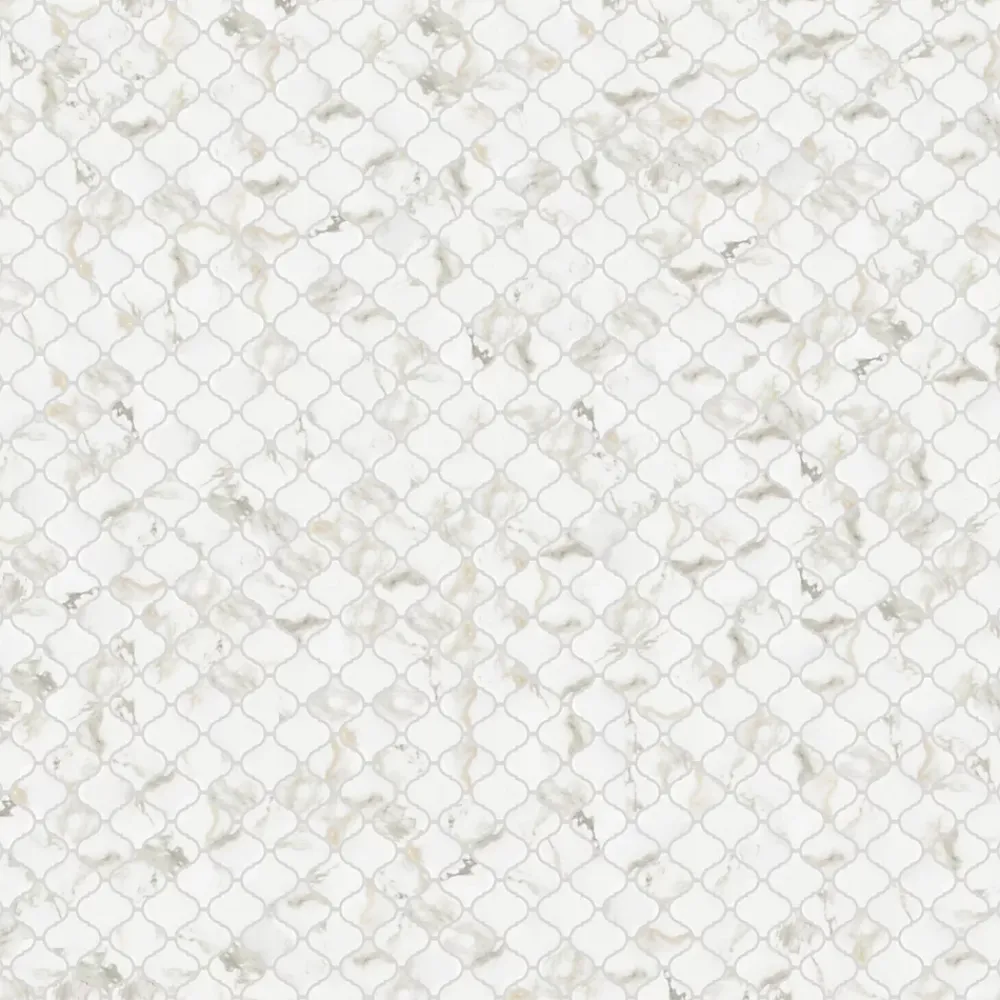 Ilcom Mosaïque en céramique sur maille pour salle de bain ou cuisine 28.2 cm x 30 cm - Marble Arabesque- Mosaïque Pour Douche
