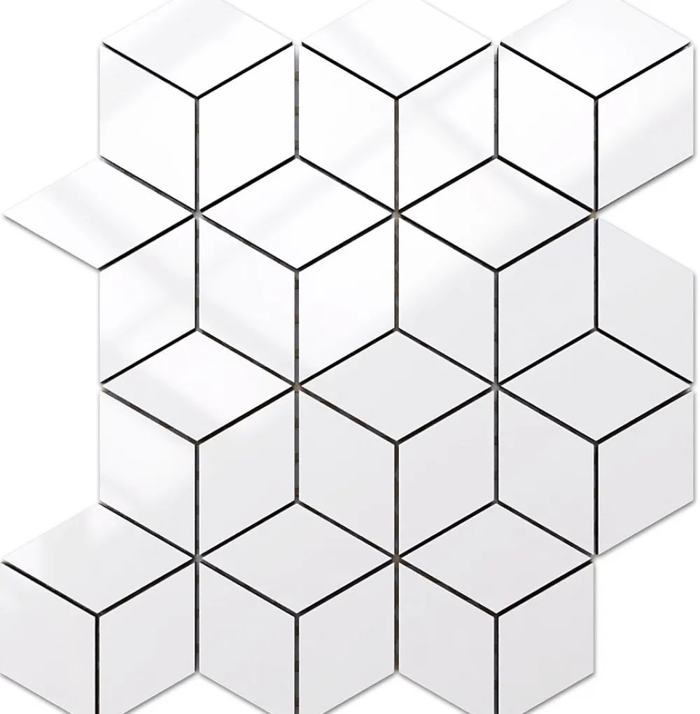 Ilcom Mosaïque en gres sur maille pour salle de bain ou cuisine 26.5 cm x 30.5 cm - Snowflake- Mosaïque Pour Douche|Mosaïque Pour Salle De Bains