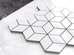 Ilcom Mosaïque en gres sur maille pour salle de bain ou cuisine 26.5 cm x 30.5 cm - Snowflake- Mosaïque Pour Douche|Mosaïque Pour Salle De Bains