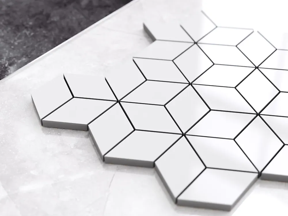 Ilcom Mosaïque en gres sur maille pour salle de bain ou cuisine 26.5 cm x 30.5 cm - Snowflake- Mosaïque Pour Douche|Mosaïque Pour Salle De Bains