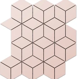 Ilcom Mosaïque en gres sur maille pour salle de bain ou cuisine 26.5 cm x 30.5 cm - Pink diamond romb- Mosaïque Pour Douche