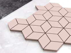 Ilcom Mosaïque en gres sur maille pour salle de bain ou cuisine 26.5 cm x 30.5 cm - Pink diamond romb- Mosaïque Pour Douche