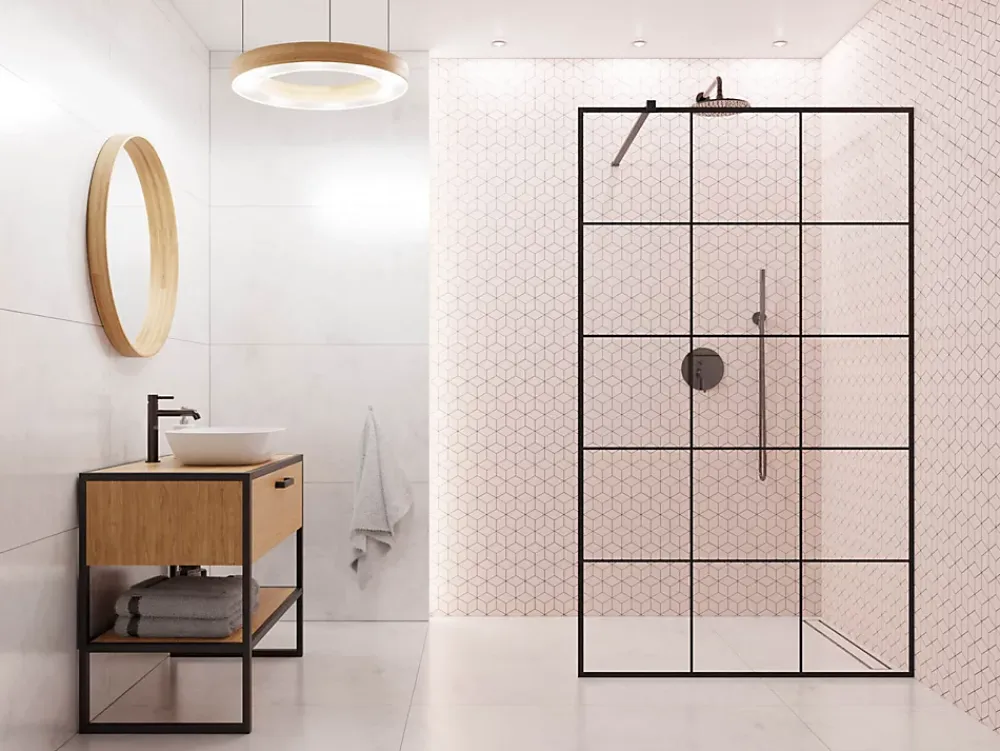 Ilcom Mosaïque en gres sur maille pour salle de bain ou cuisine 26.5 cm x 30.5 cm - Pink diamond romb- Mosaïque Pour Douche