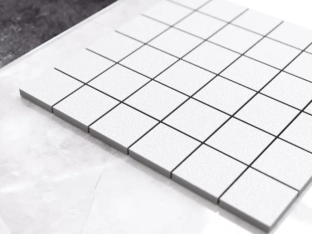 Ilcom Mosaïque en gres sur maille pour salle de bain ou cuisine 30 cm x 30 cm - Big white cubes- Mosaïque Pour Douche