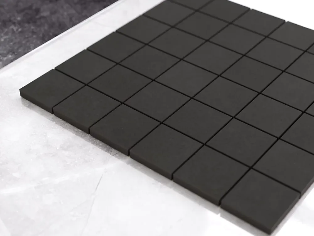 Ilcom Mosaïque en gres sur maille pour salle de bain ou cuisine 29.9 cm x 29.9 cm - Big black cubes- Mosaïque