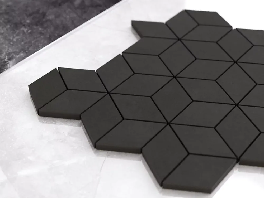 Ilcom Mosaïque en gres sur maille pour salle de bain ou cuisine 26.5 cm x 30.5 cm - Dark side- Mosaïque Pour Pièce À Vivre|Mosaïque Pour Wc