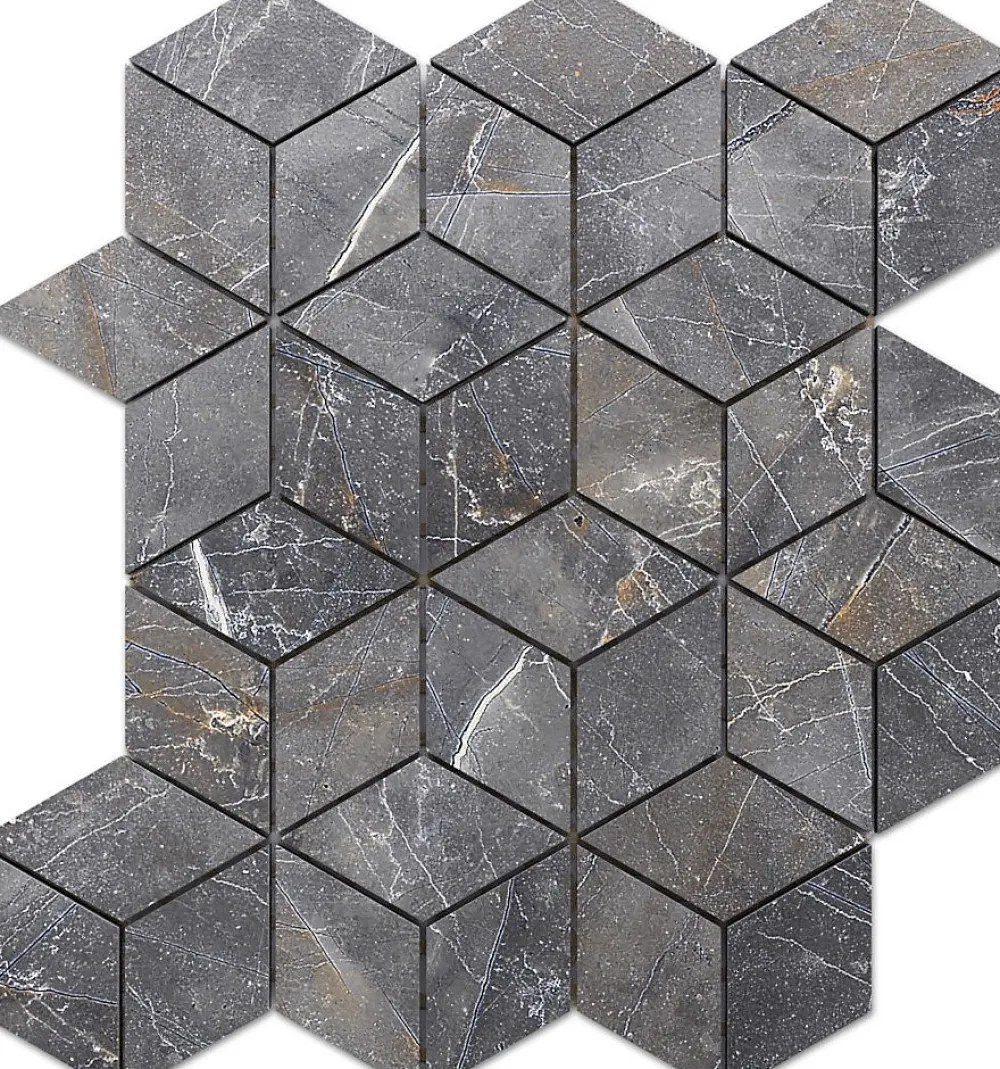 Ilcom Mosaïque en gres sur maille pour salle de bain ou cuisine 26.5 cm x 30.5 cm - Diamond romb- Mosaïque Pour Salle De Bains