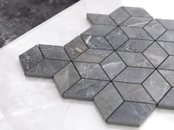Ilcom Mosaïque en gres sur maille pour salle de bain ou cuisine 26.5 cm x 30.5 cm - Diamond romb- Mosaïque Pour Salle De Bains