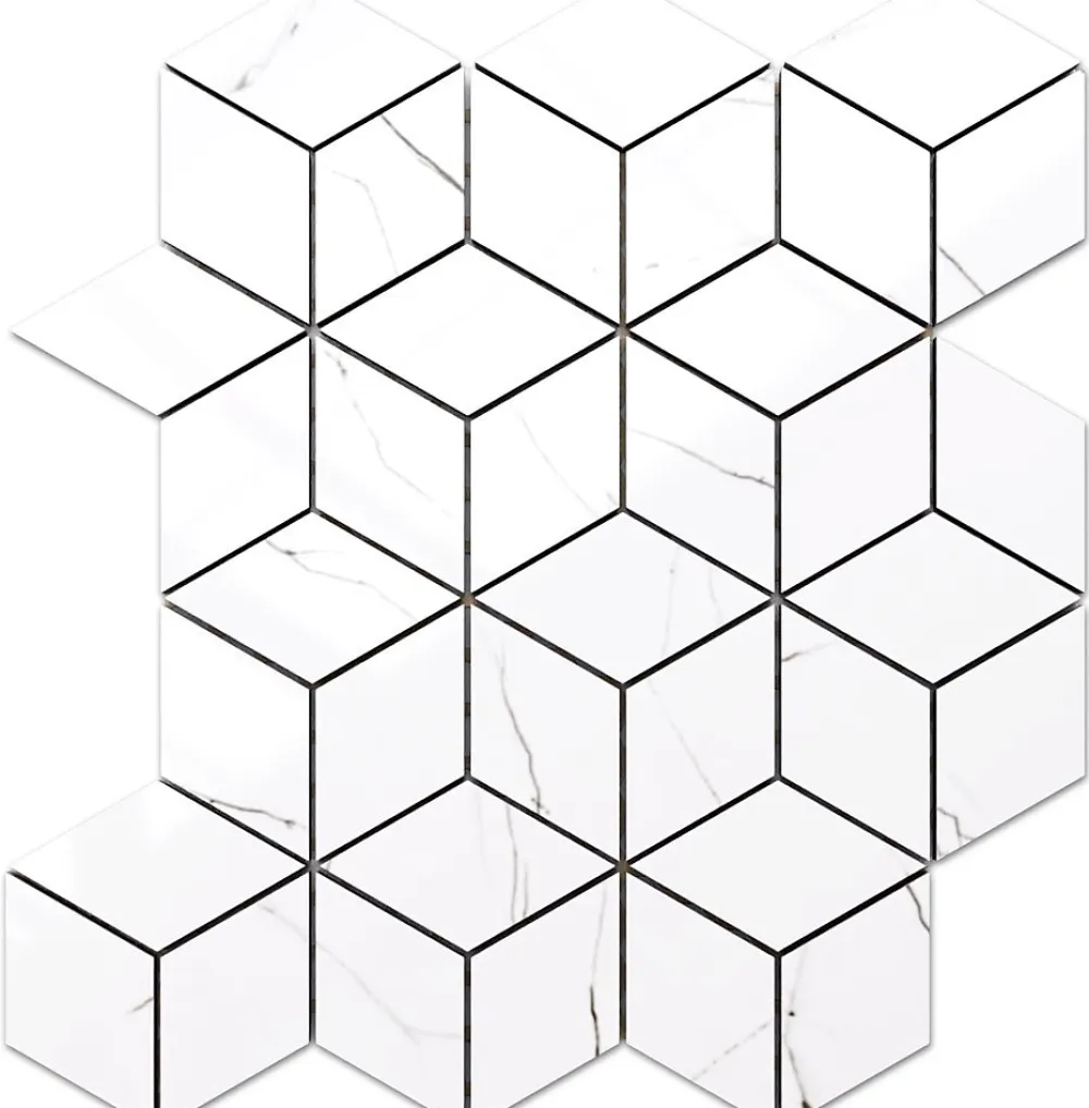 Ilcom Mosaïque Pour Douche<Mosaïque en gres sur maille pour salle de bain ou cuisine 26.5 cm x 30.5 cm - Carrara marble