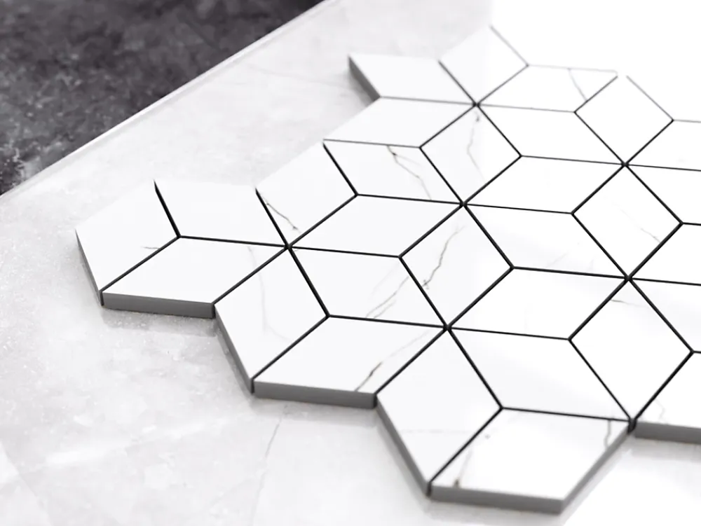 Ilcom Mosaïque Pour Douche<Mosaïque en gres sur maille pour salle de bain ou cuisine 26.5 cm x 30.5 cm - Carrara marble
