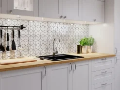 Ilcom Mosaïque Pour Douche<Mosaïque en gres sur maille pour salle de bain ou cuisine 26.5 cm x 30.5 cm - Carrara marble