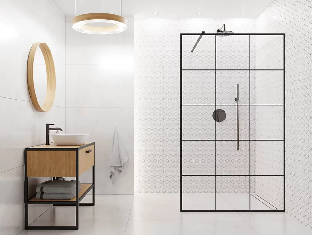 Ilcom Mosaïque en gres sur maille pour salle de bain ou cuisine 26.5 cm x 30.5 cm - White diamod romb- Mosaïque Pour Douche