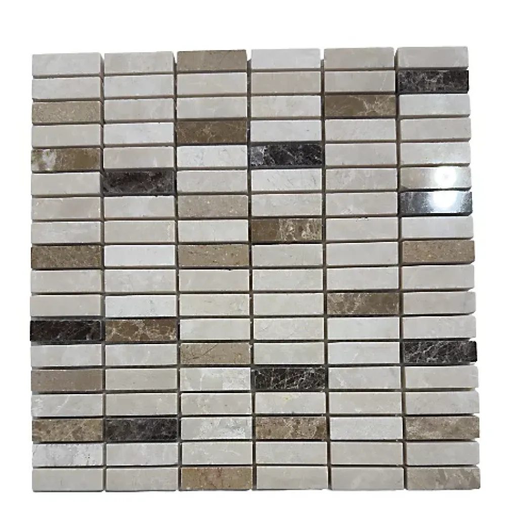Albedo Pierre Mosaïque Pour Salle De Bains<Mosaïque en Marbre 3 couleurs Polie - Mix 1,5x4,8x1 CM