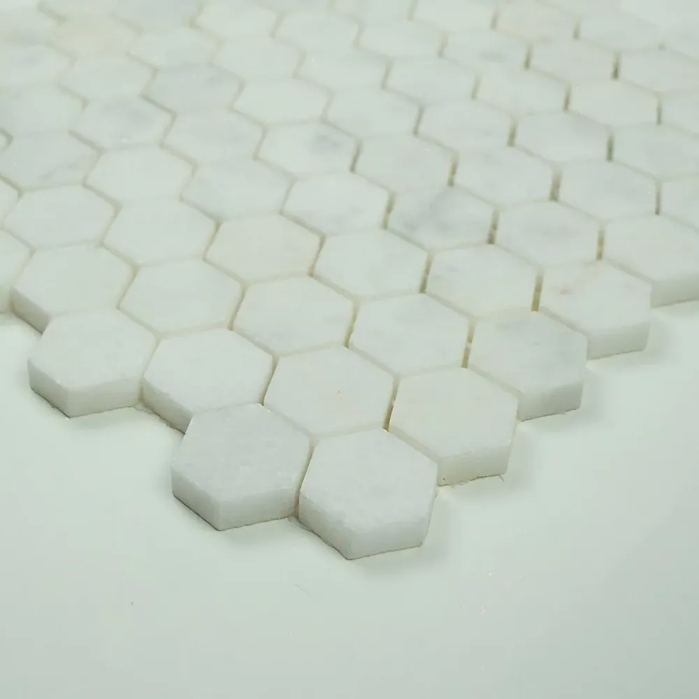 Albedo Pierre Travertin<Mosaïque en Marbre Blanc - Hexagone - Aiguisé 3,2x3,2x1 CM