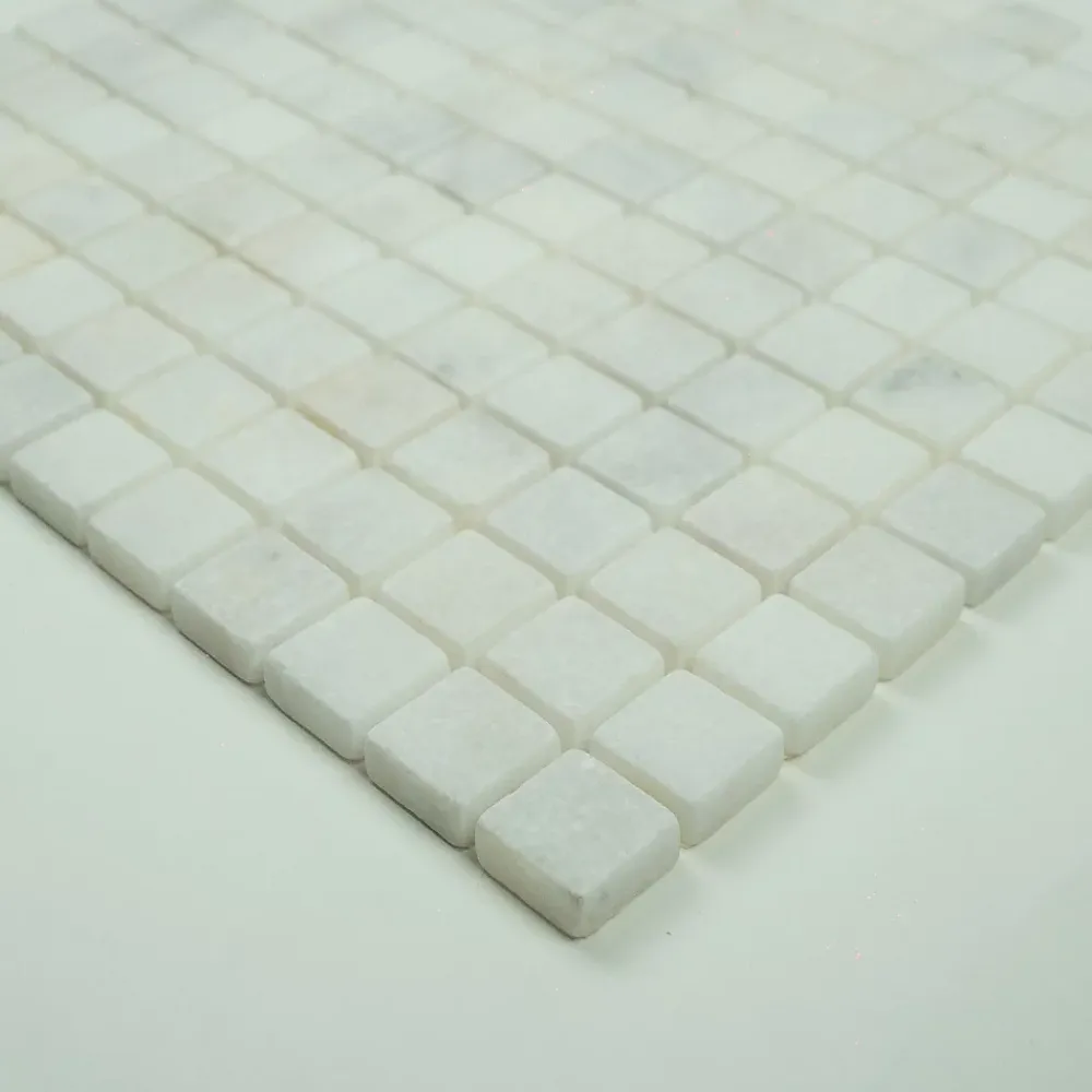 Albedo Pierre Mosaïque en Marbre Blanc Vieilli - 2,3x2,3x1 CM- Travertin