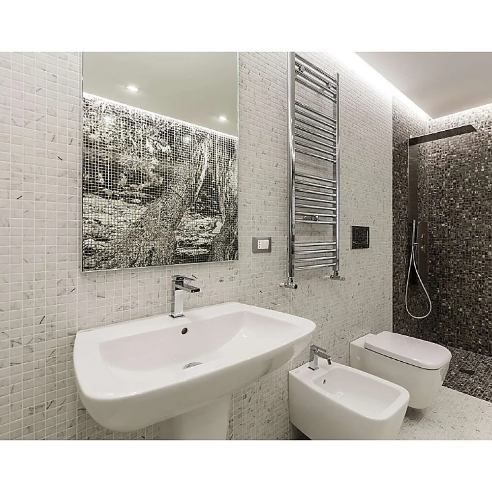 Aelle Carrelage Mosaïque Pour Salle De Bains<Mosaïque en pâte de verre aspect marbre mate 2,5x2,5 cm ZEN CARRARA
