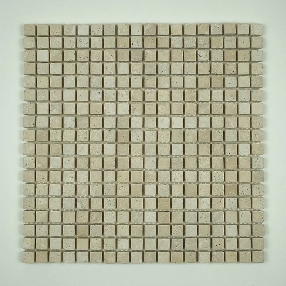 Albedo Pierre Mosaïque Pour Douche|Mosaïque Pour Pièce À Vivre<Mosaïque en Travertin Blanc Ivoire Vieilli - 1,5X1,5X1 CM