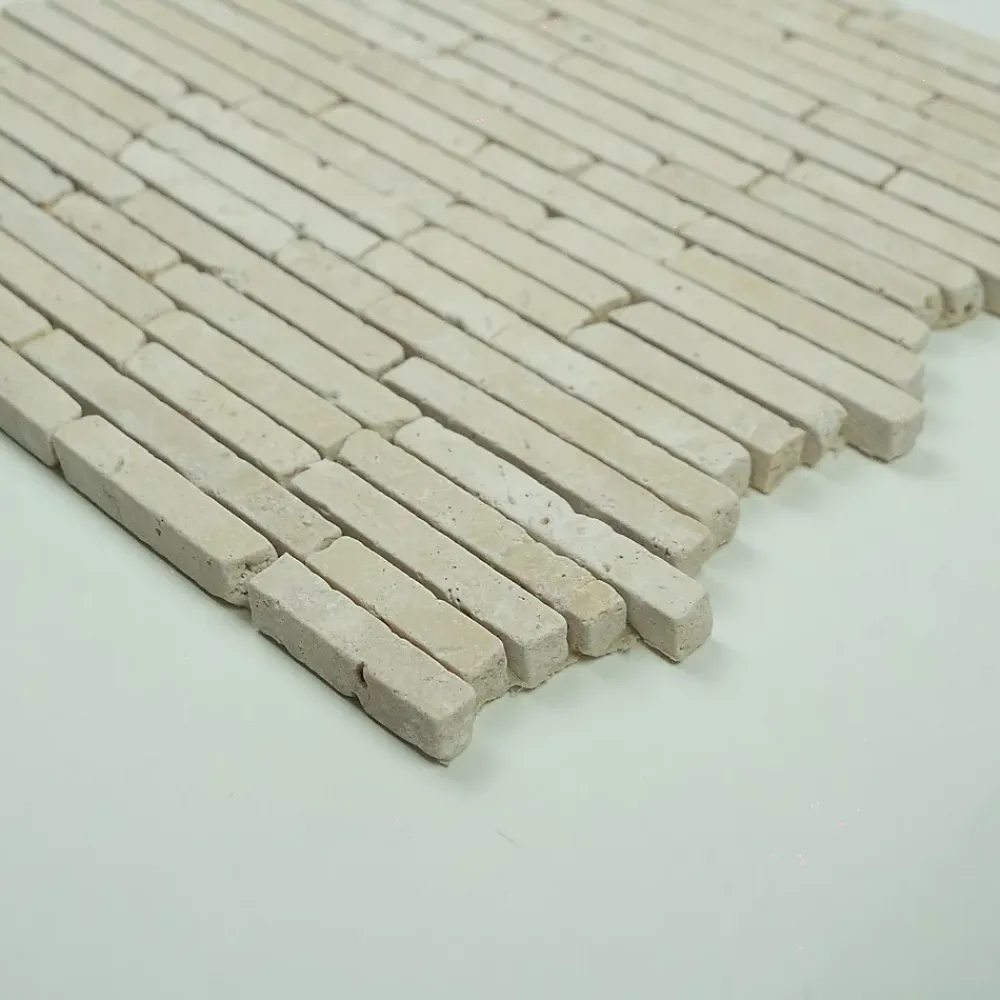 Albedo Pierre Mosaïque<Mosaïque en Travertin Blanc Ivoire Vieilli - Stripes