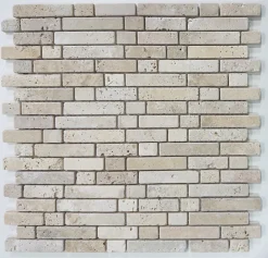Albedo Pierre Mosaïque<Mosaïque en Travertin Blanc Ivoire Vieilli -Stripe 1,5 - 0,8 CM