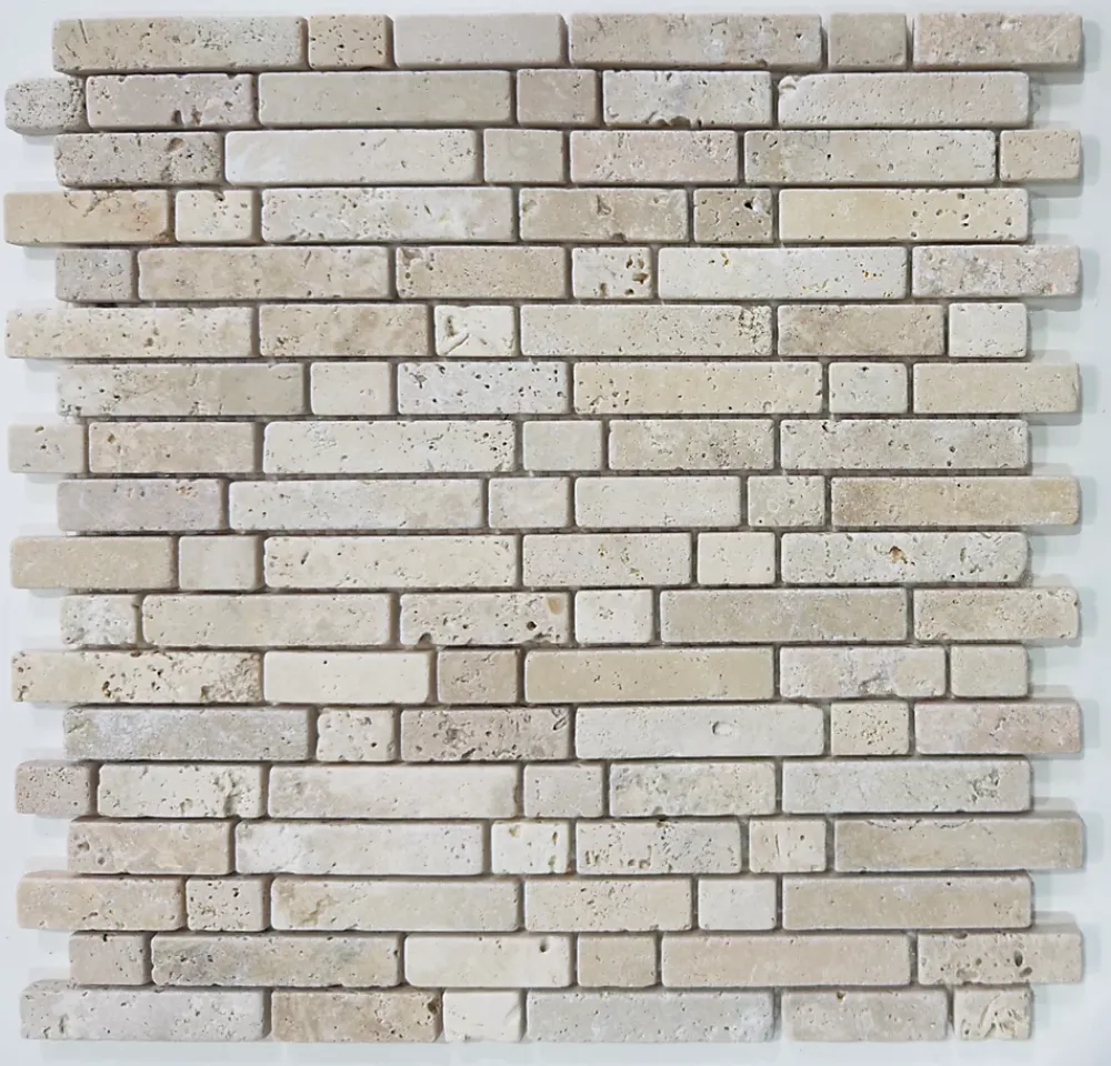 Albedo Pierre Mosaïque<Mosaïque en Travertin Blanc Ivoire Vieilli -Stripe 1,5 - 0,8 CM