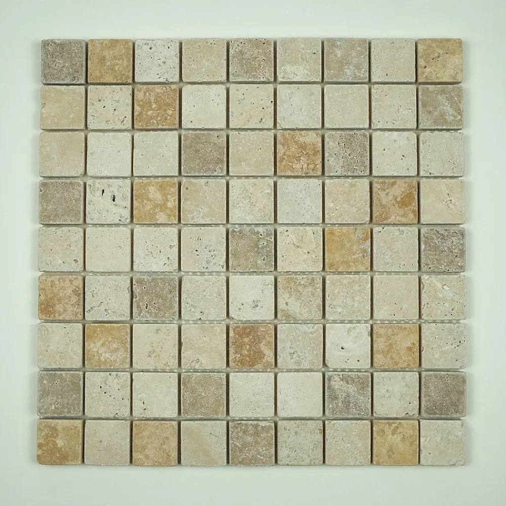 Albedo Pierre Mosaïque|Mosaïque Pour Douche<Mosaïque en Travertin mix 3 couleurs - 3,2X3,2X1 CM