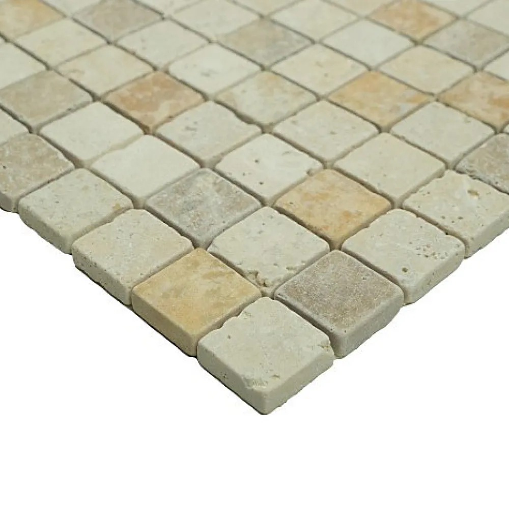Albedo Pierre Mosaïque|Mosaïque Pour Douche<Mosaïque en Travertin mix 3 couleurs - 3,2X3,2X1 CM