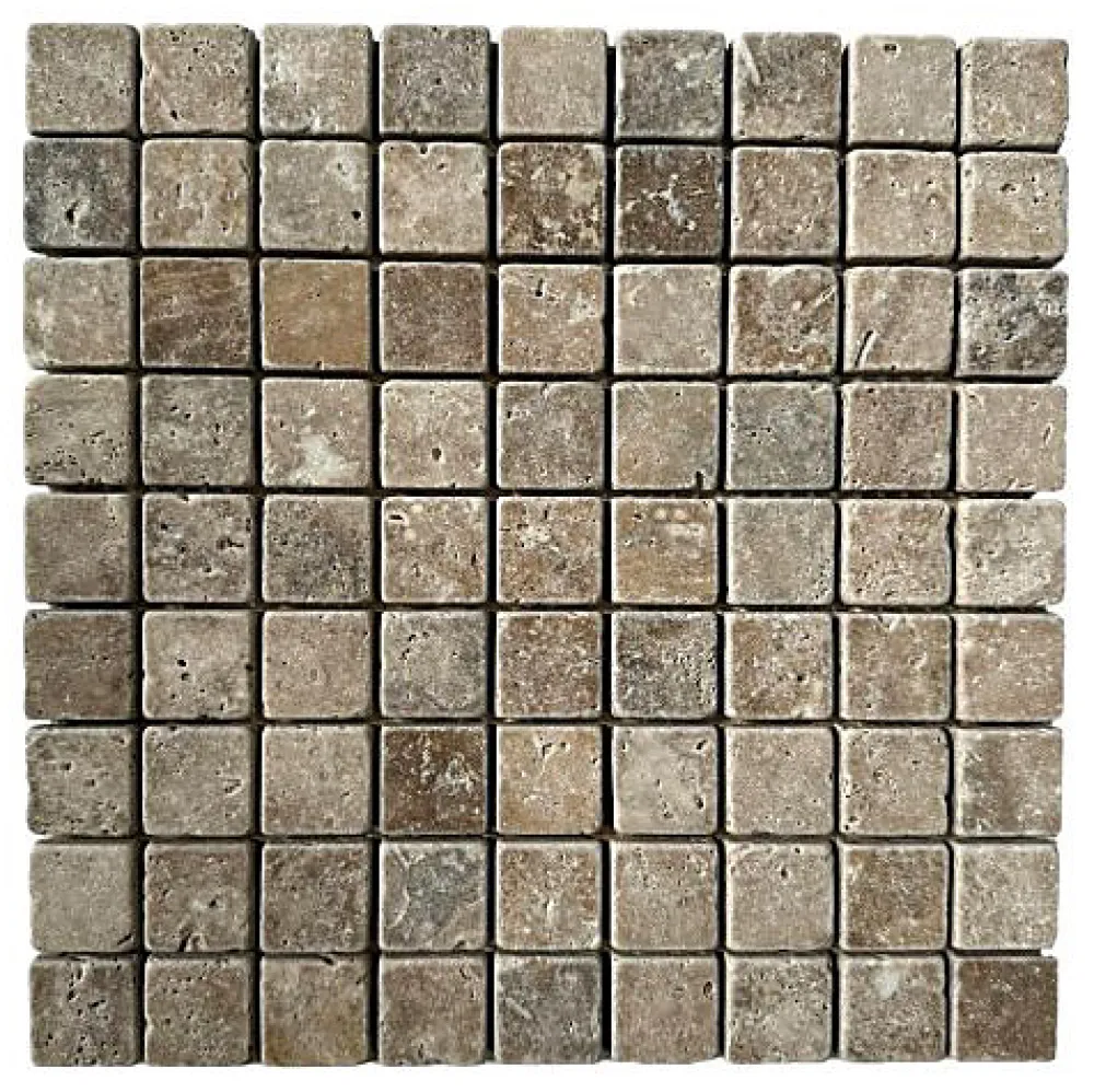 Albedo Pierre Mosaïque en Travertin Noçe vieilli. 3,2x3,2x1cm- Mosaïque Pour Salle De Bains|Mosaïque Pour Pièce À Vivre