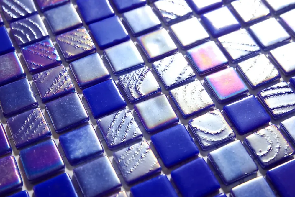 Ilcom Mosaïque en verre pressé sur maille pour piscine 32.5cm x 51.5cm - Alves Blend Cobalt (0,167m²)- Mosaïque Pour Salle De Bains