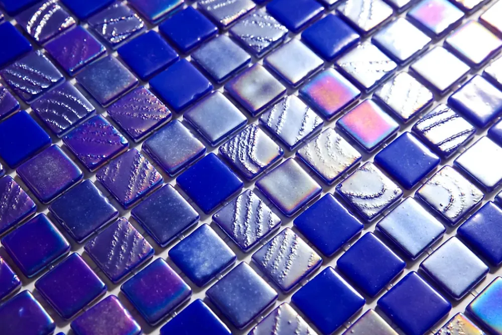 Ilcom Mosaïque en verre pressé sur maille pour piscine 32.5cm x 51.5cm - Alves Blend Cobalt (0,167m²)- Mosaïque Pour Salle De Bains