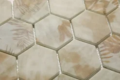 Ilcom Mosaïque Pour Salle De Bains|Mosaïque Pour Douche<Mosaïque en verre pressé sur filet pour salle de bain et cuisine 43.5cm x 32cm - Botanic Beige Garden Matt
