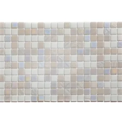 Ilcom Mosaïque en verre pressé sur maille pour piscine 32.5cm x 51.5cm - Alves Blend White (0,167m²)- Mosaïque Pour Salle De Bains|Mosaïque Pour Douche