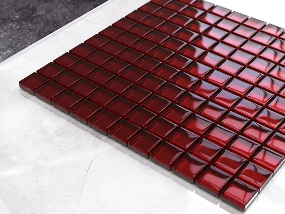 Ilcom Mosaïque en verre sur filet pour salle de bain ou cuisine 30 cm x 30 cm - Pomerol wine- Mosaïque