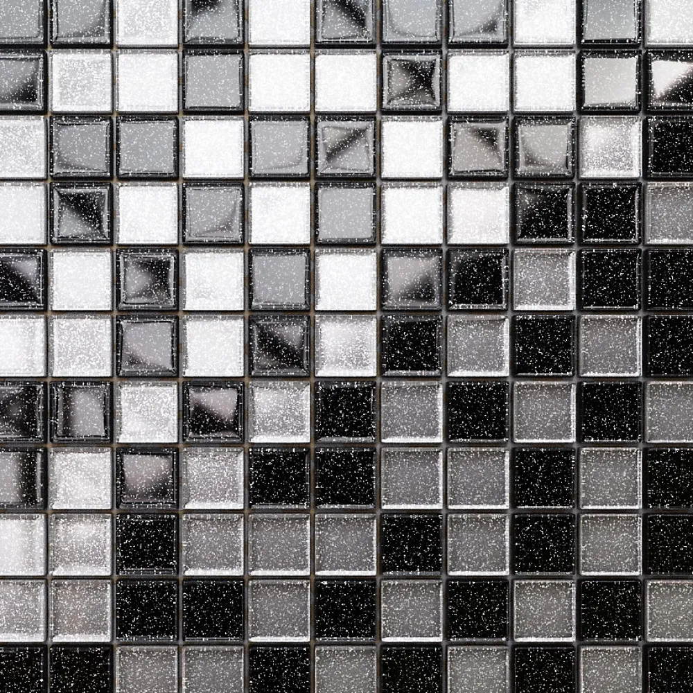 Ilcom Mosaïque en verre sur filet pour salle de bain ou cuisine 30 cm x 30 cm - Starry black- Mosaïque Pour Pièce À Vivre