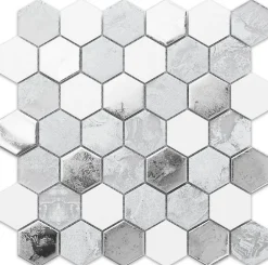 Ilcom Mosaïque Pour Salle De Bains|Mosaïque Pour Wc<Mosaïque en verre sur filet pour salle de bain ou cuisine 30.0cm x 30.3cm - Grey lava