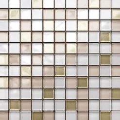Ilcom Mosaïque en verre sur filet pour salle de bain ou cuisine 30 cm x 30 cm - Caffelatte- Mosaïque